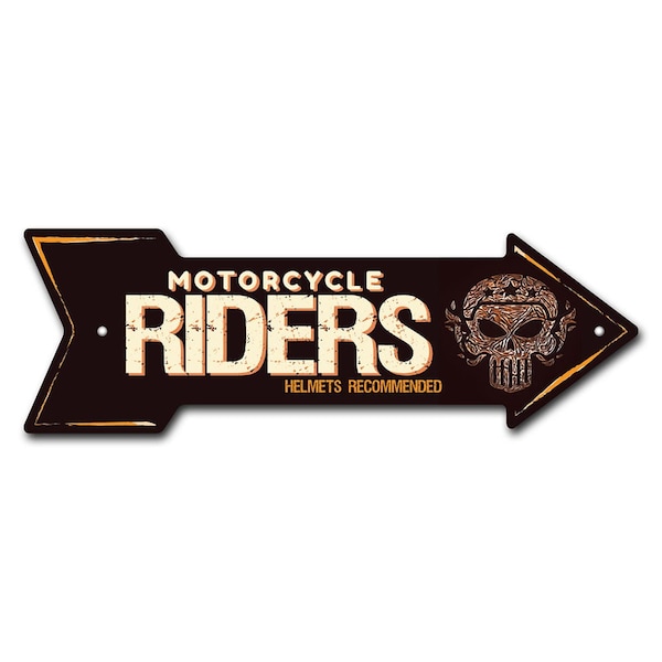 Signmission Motorcycle Riders Arrow Sign Funny Home Decor 30in Wide P-ARROW10-999726 - main
